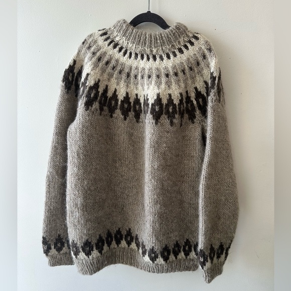 Sweaters - Handmade Knit Sweater - Neutral - Size Large